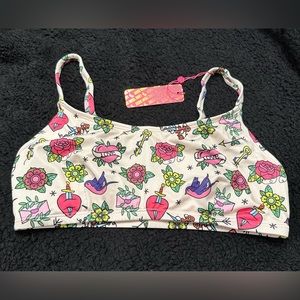 NWT Curvy Beach Tattoo Print Scoop Top Size Large